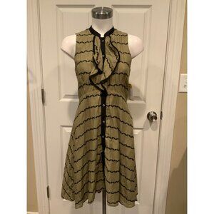 Postmark Green & Navy Blue Embroidered Striped Button-Up Dress Size 2